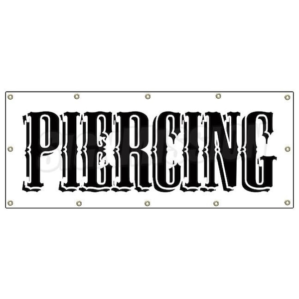 PIERCING BANNER SIGN shop signs gun barbell tattoo